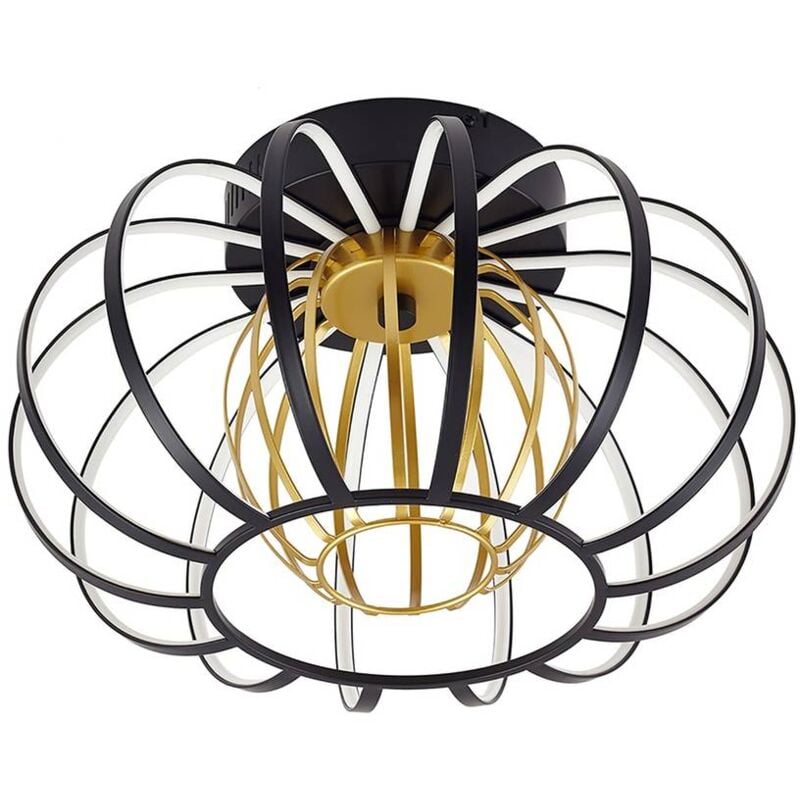 foto del prodotto lucande plafoniera led birger, 39 cm, nero oro