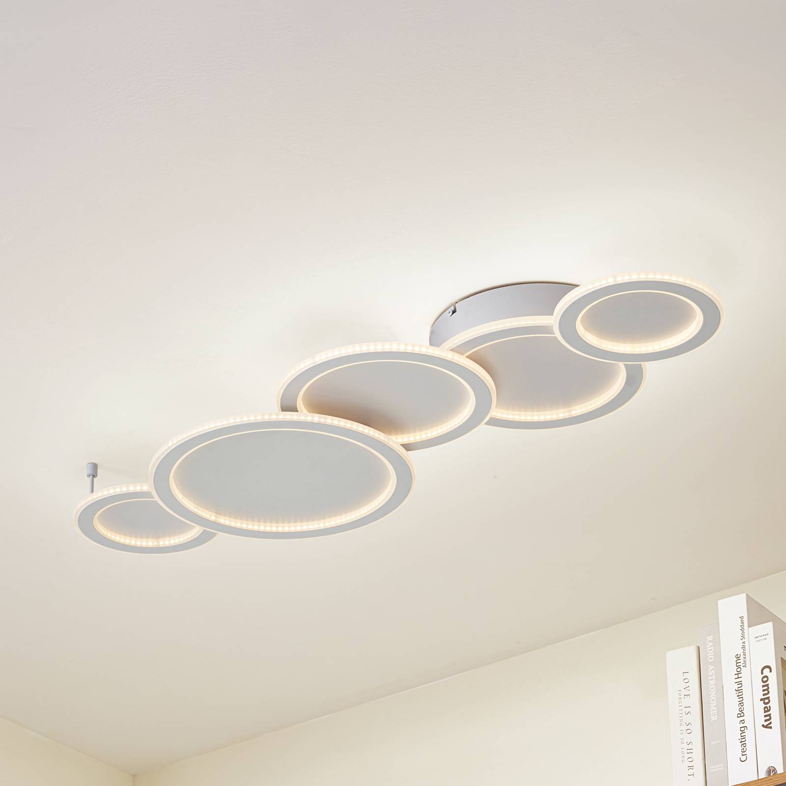 foto del prodotto lucande plafoniera led diala, bianco, metallo, 96 cm