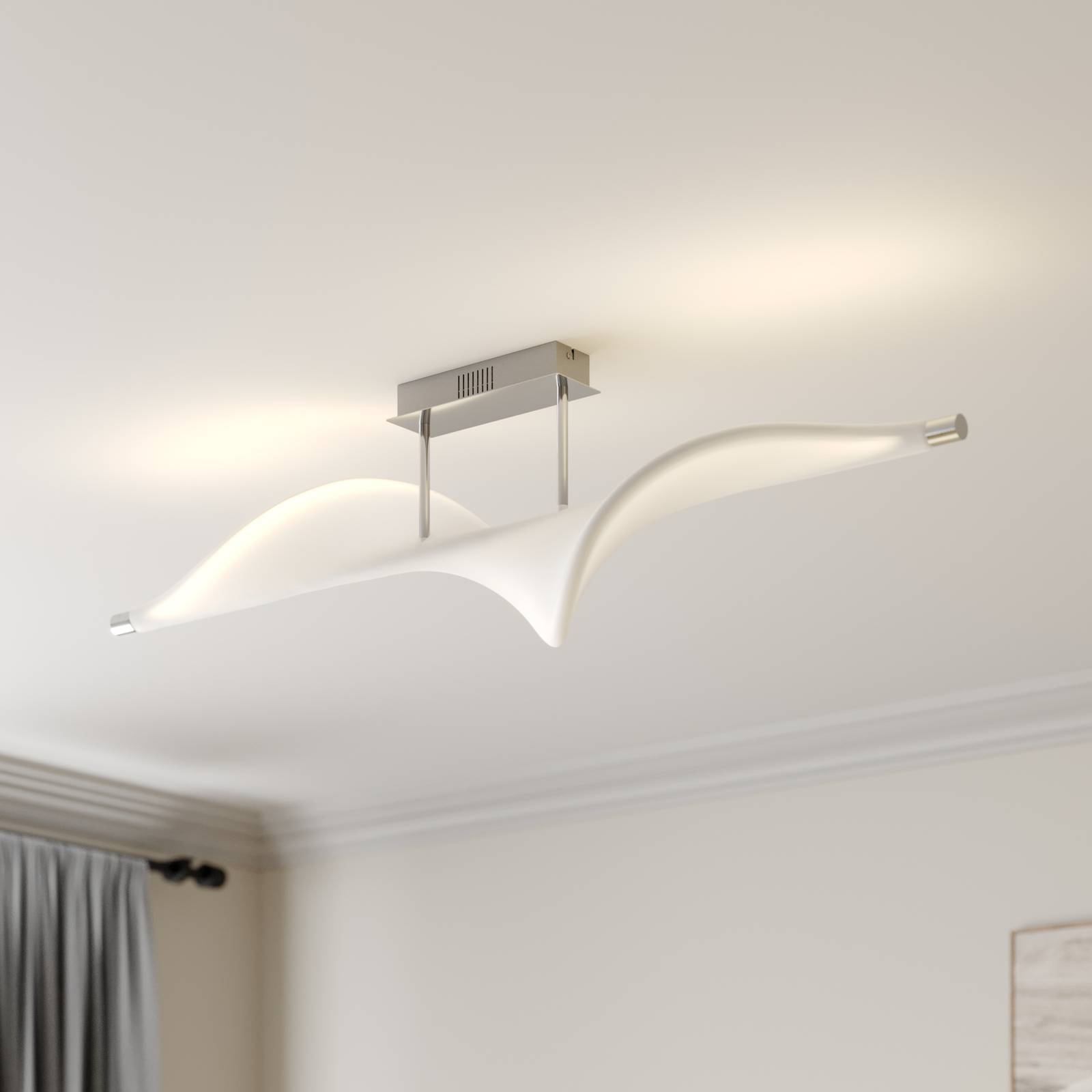 foto del prodotto lucande plafoniera led edano, 122 cm, bianco, tessuto, dimmerabile