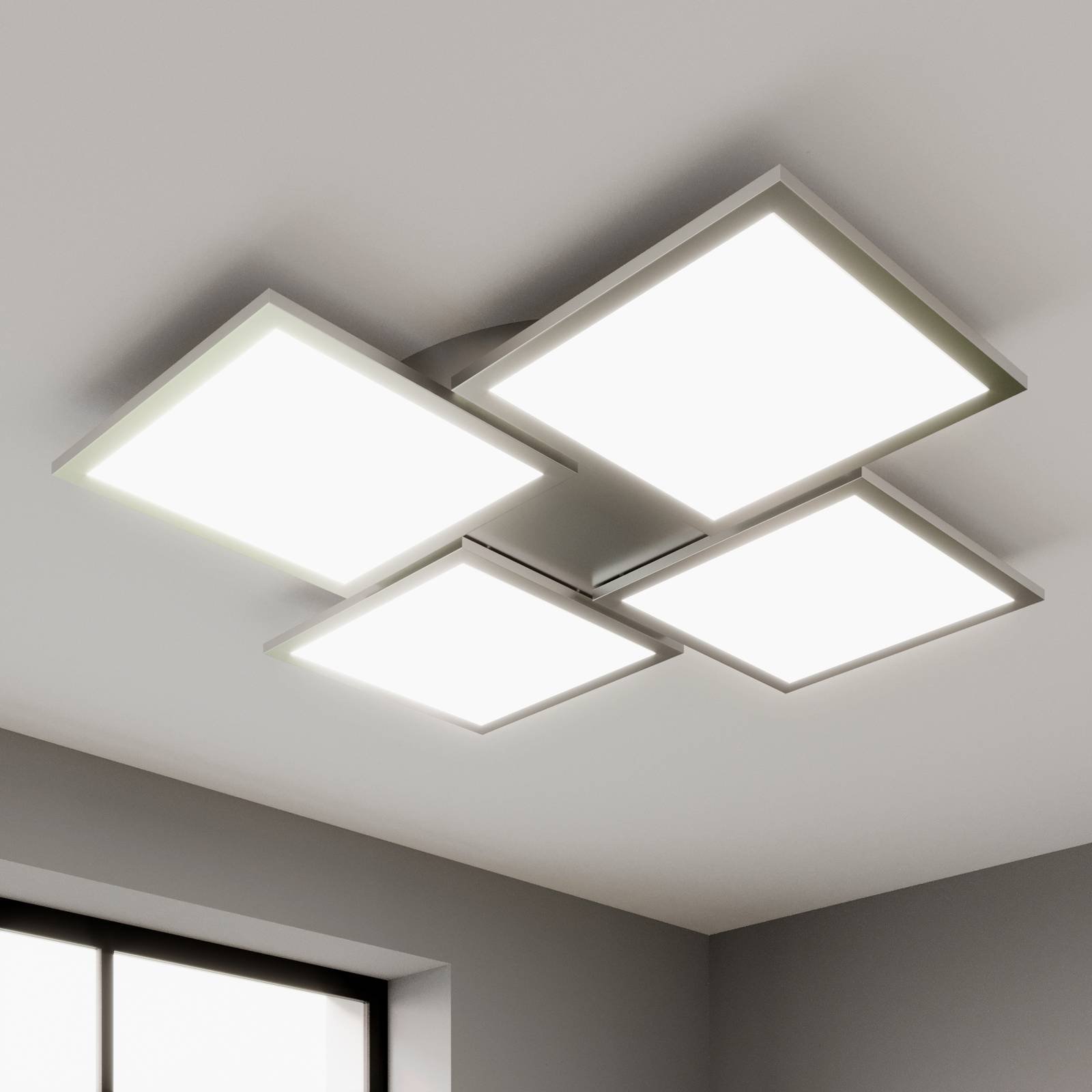 foto del prodotto lucande plafoniera led ilira, a 4 luci, argento, cct, dimmerabile