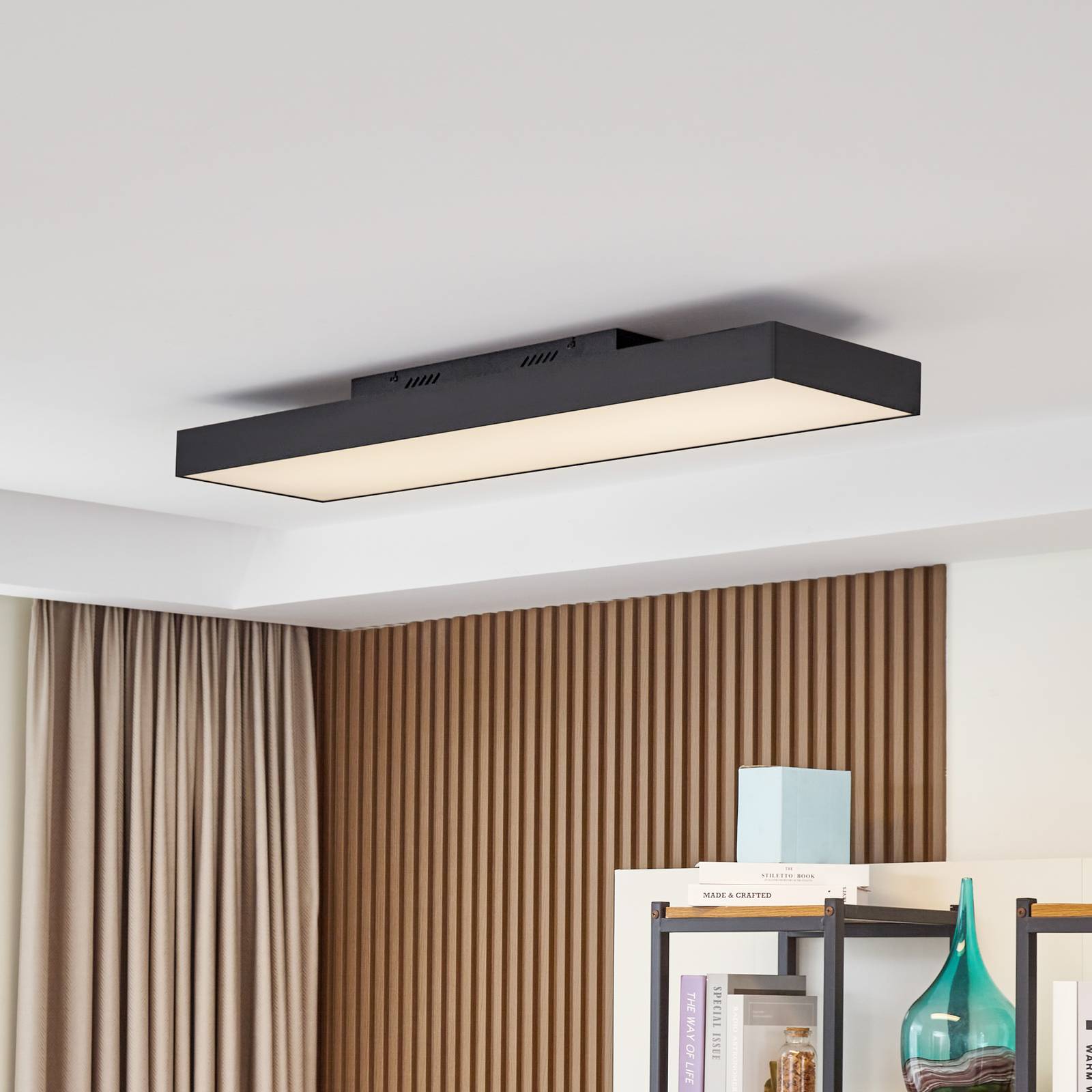 foto del prodotto lucande plafoniera led leicy, nera, 100 cm, rgbic, cct