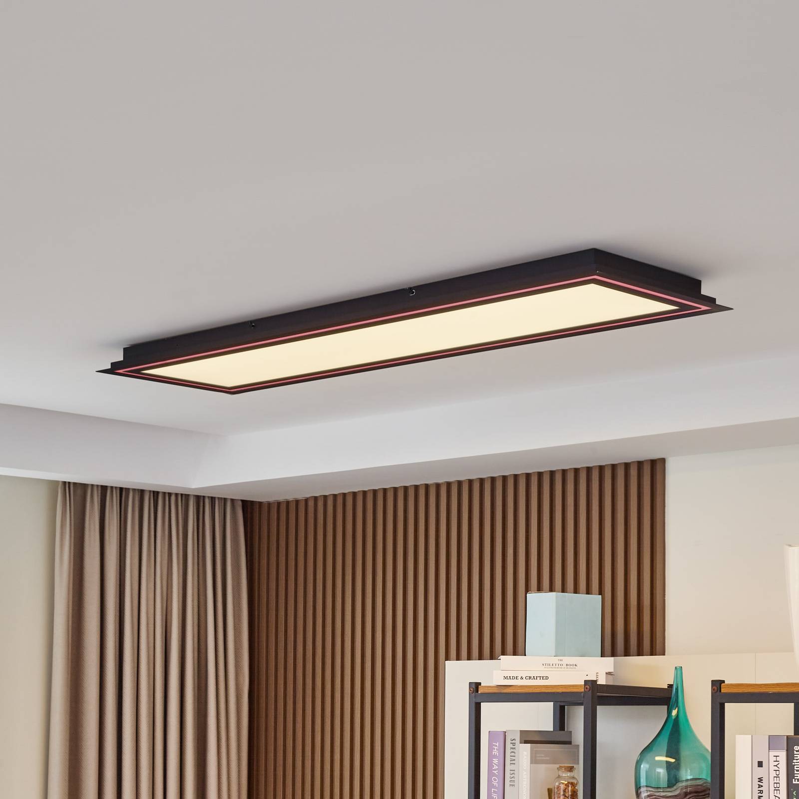 foto del prodotto lucande plafoniera led leicy, nera, 124 cm, rgb, cct