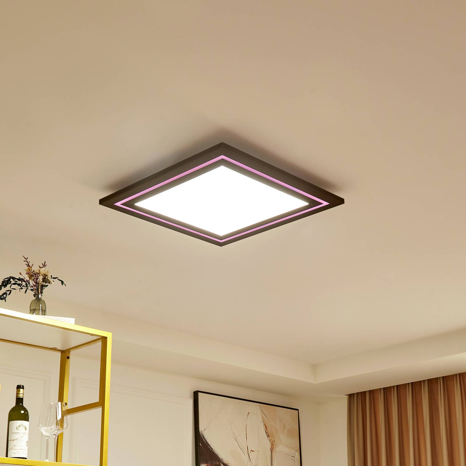 foto del prodotto lucande plafoniera led leicy, nichel 60 cm flusso di colore rgb