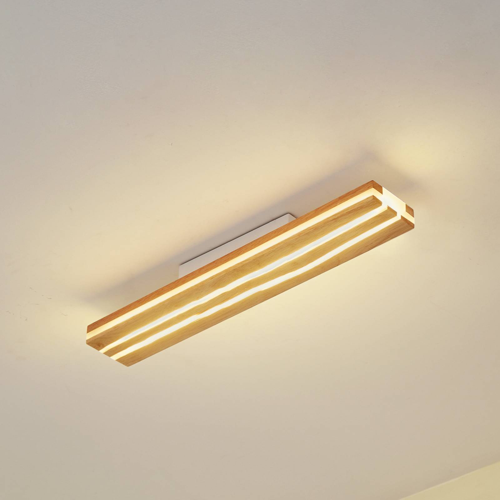 foto del prodotto lucande plafoniera led silja, legno, 100 cm, 3000k