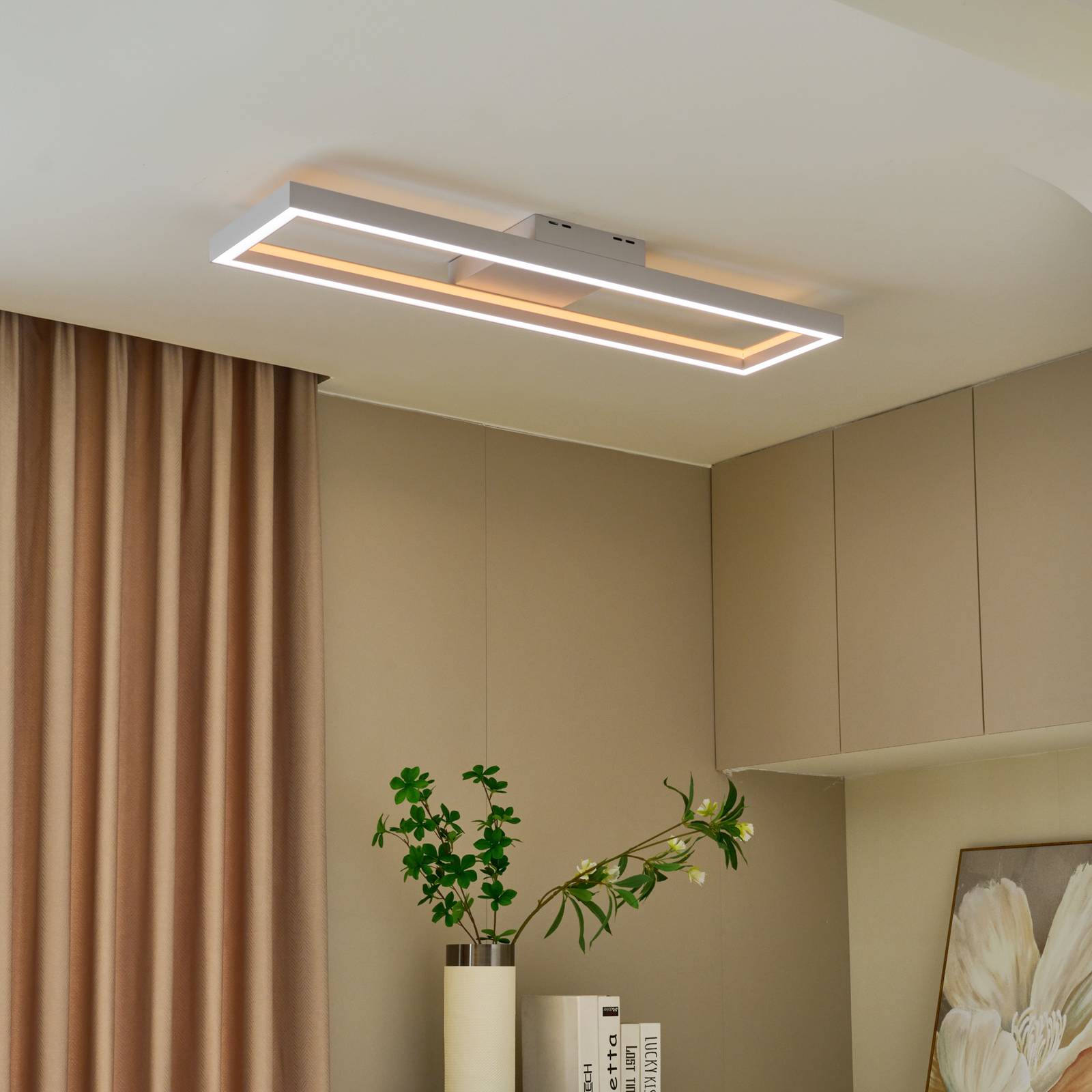 foto del prodotto lucande smart plafoniera led tjado, 100 cm, bianco, rgbw