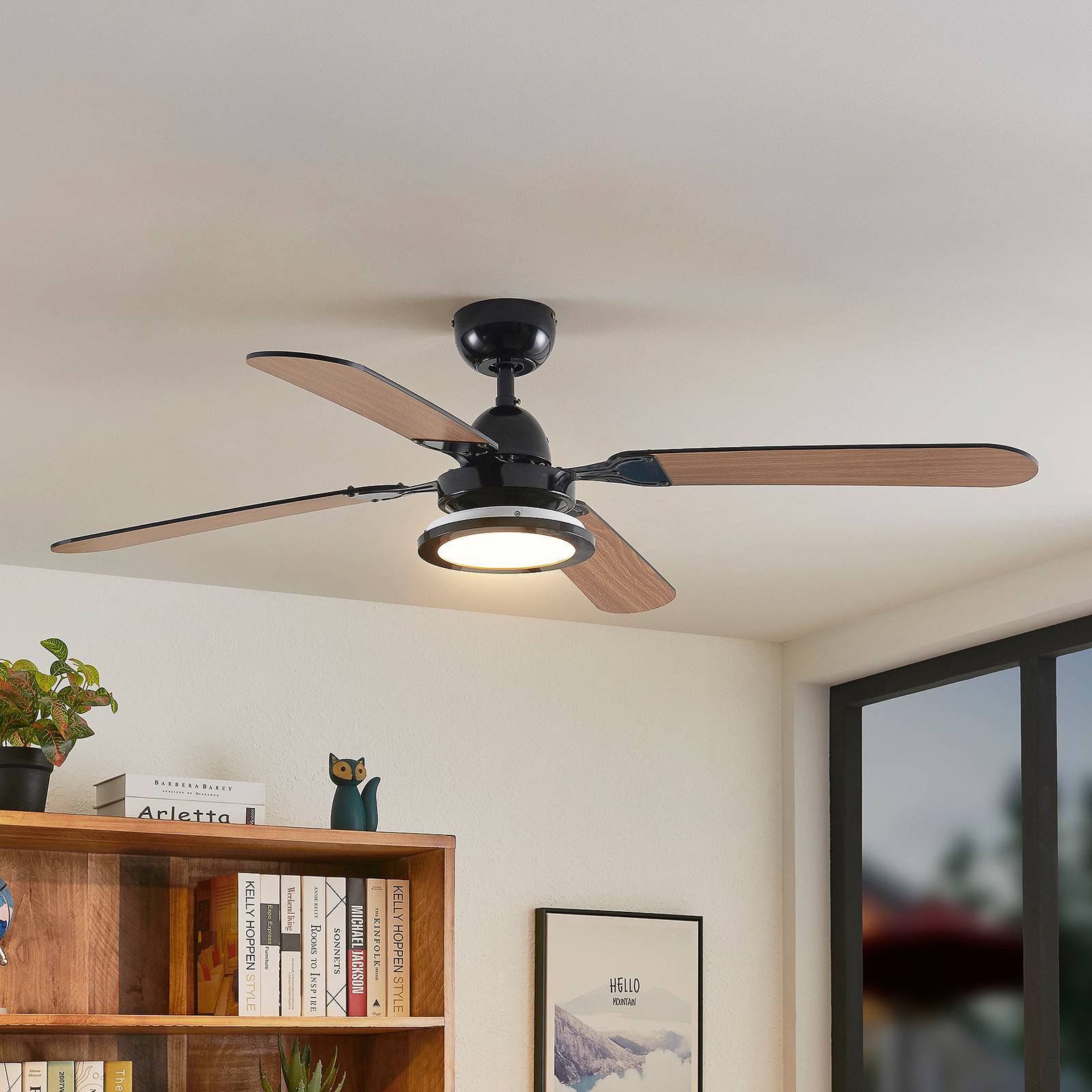 foto del prodotto lucande ventilatore da soffitto tedric, nero, silenzioso, 133 cm