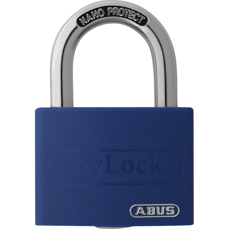 foto del prodotto lucchetto a cilindro t65al 40 blu lock-tag corpo serratura larghezza 43 mm alluminio con chiavi diverse