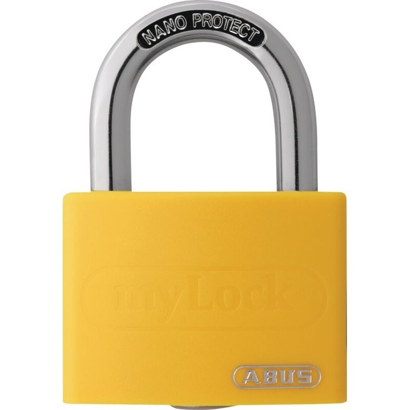 foto del prodotto lucchetto a cilindro t65al 40 giallo lock-tag corpo serratura larghezza 43 mm alluminio con chiavi diverse