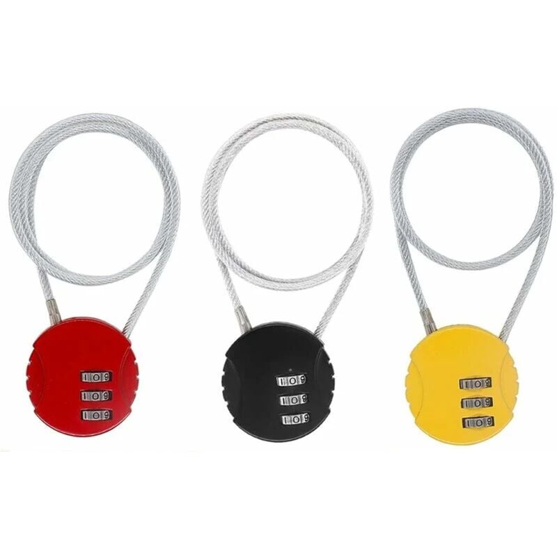 foto del prodotto lucchetto a combinazione a 3 cifre, lucchetto antifurto per casco, lucchetto per bagagli, lucchetto a combinazione per tutti i bagagli da bicicletta