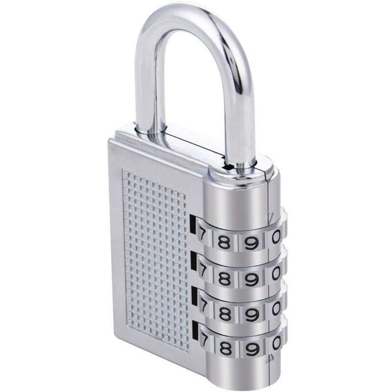 foto del prodotto lucchetto a combinazione a 4 cifre a forma di borsa, finitura verniciata (argento) - inhhub