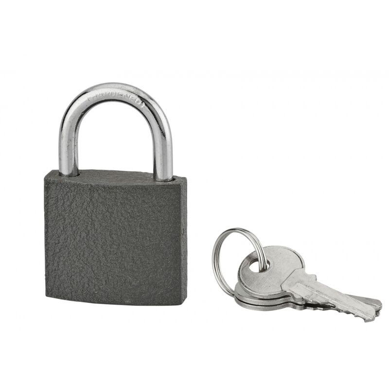 foto del prodotto lucchetto acera grigio con chiave, base 40 mm, arco in acciaio temprato, 3 chiavi serruprix