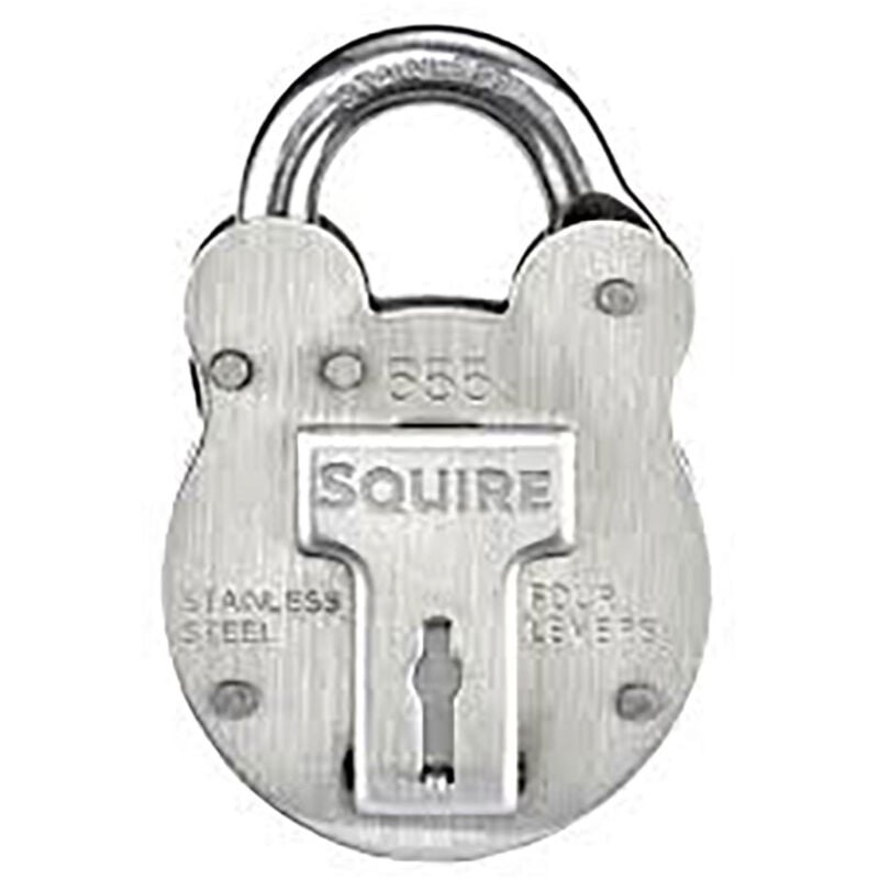 foto del prodotto lucchetto ad alta resistenza con arco spesso 8 mm e serratura con coperchio in acciaio inox include 2 chiavi