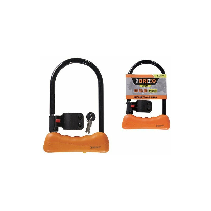 foto del prodotto lucchetto antifurto ad arco 13 mm in acciaio per moto scooter e bici brixo 170x320 mm.
