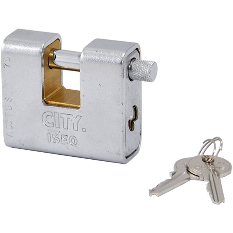 foto del prodotto lucchetto antiscasso corazzato aditus ka iseo ottone acciaio sabbiato chiavi 3 mm 70