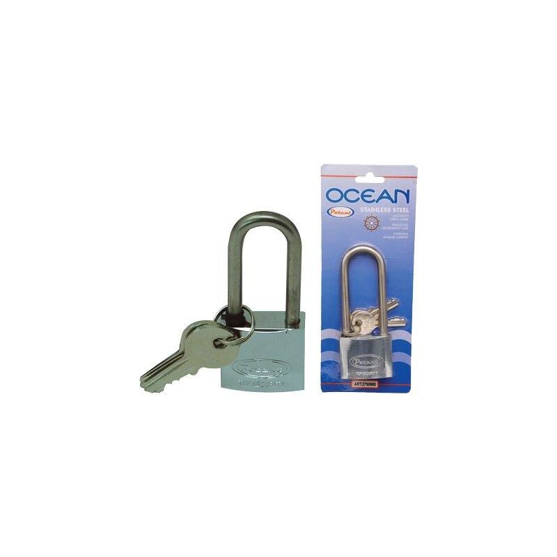 foto del prodotto lucchetto arco lungo ocean 2700mb potent ottone arco acciaio inox chiavi 2 mm 50x81