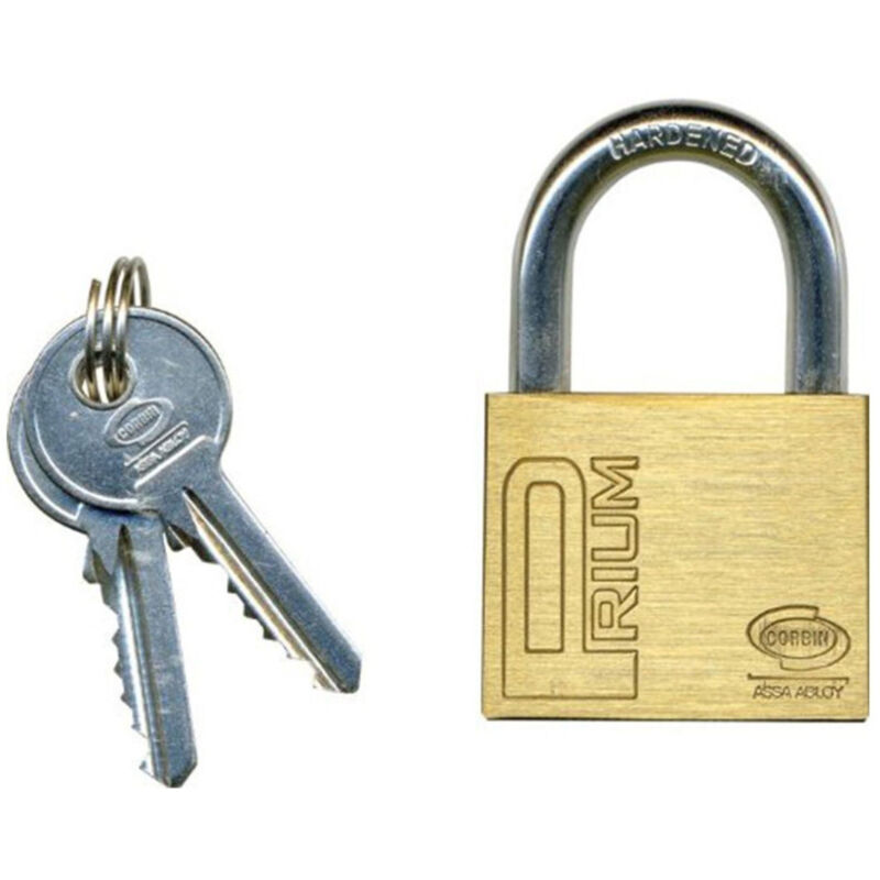 foto del prodotto lucchetto catenaccio in ottone ad arco lungo b d 30 40 50 mm con 2 chiavi 50 mm corbin