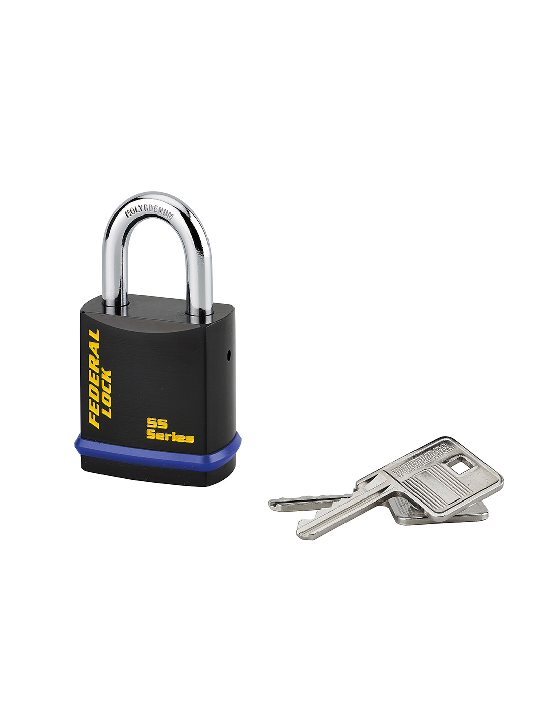 foto del prodotto lucchetto con chiave federal lock 710, acciaio, costruzione, arco in molibdeno, 46mm, 2 chiavi, nero thirard