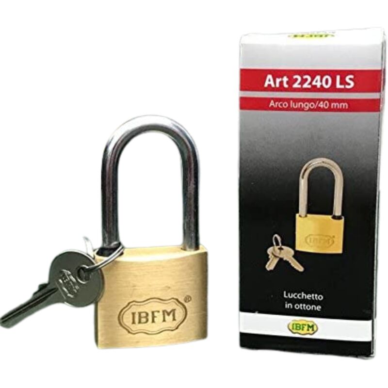 foto del prodotto lucchetto in ottone ad arco lungo da 40 mm