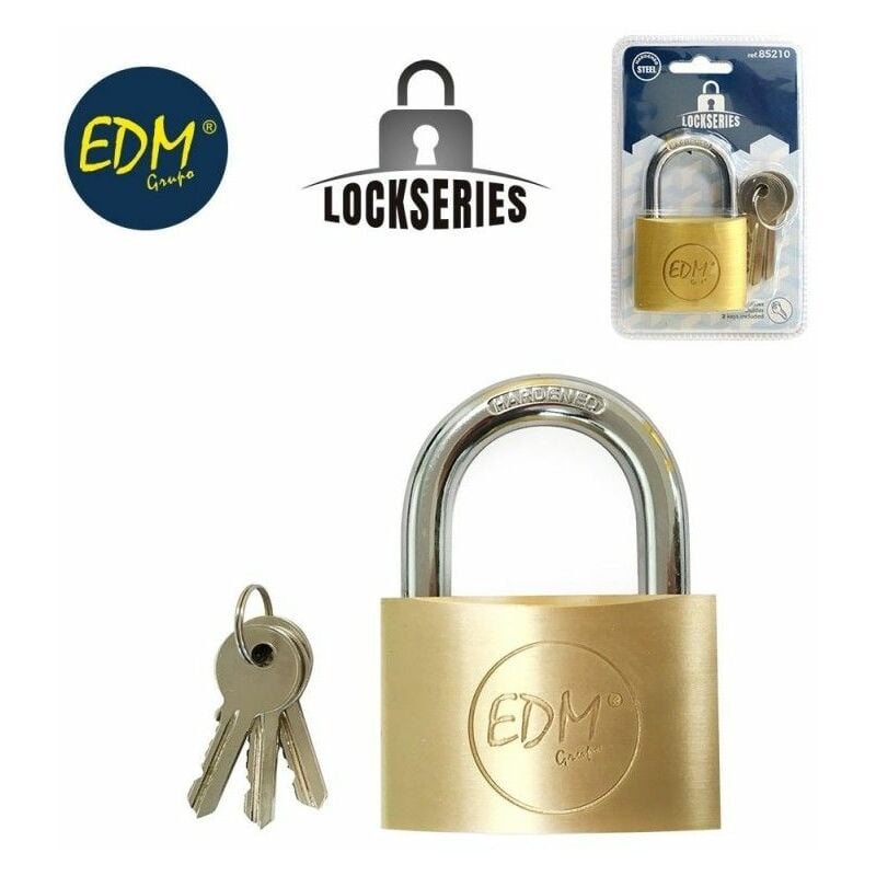 foto del prodotto lucchetto in ottone arco normale 50x30mm blister edm