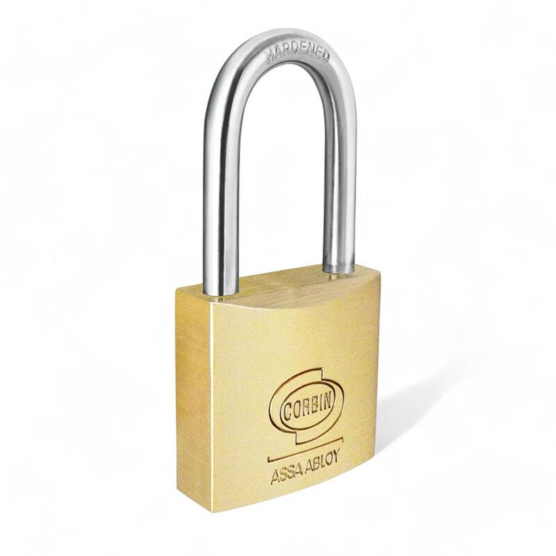 foto del prodotto lucchetto in ottone con arco in acciaio e doppio scrocco - 40 mm