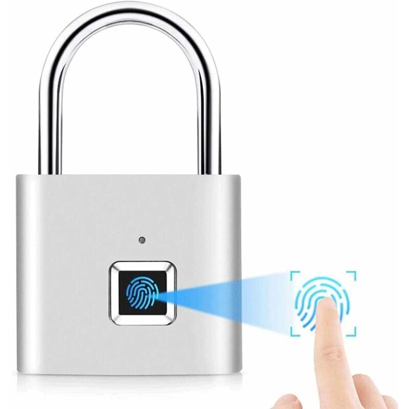 foto del prodotto lucchetto intelligente con impronta digitale, ricarica usb, lucchetto impermeabile ip65 per armadietti, valigie, zaini, ecc. pu supportare 10 set di
