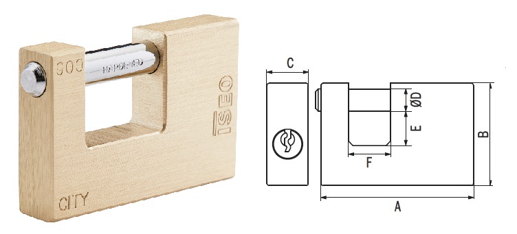 foto del prodotto lucchetto iseo city ottone mm.90 x saracinesche
