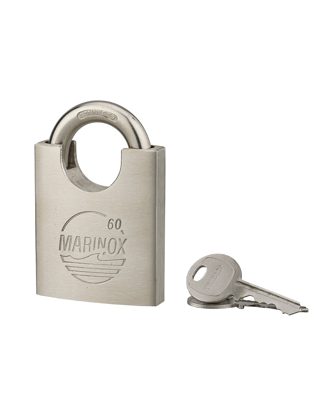 foto del prodotto lucchetto marinox 60mm, acciaio inossidabile nautico, guardia rialzata thirard
