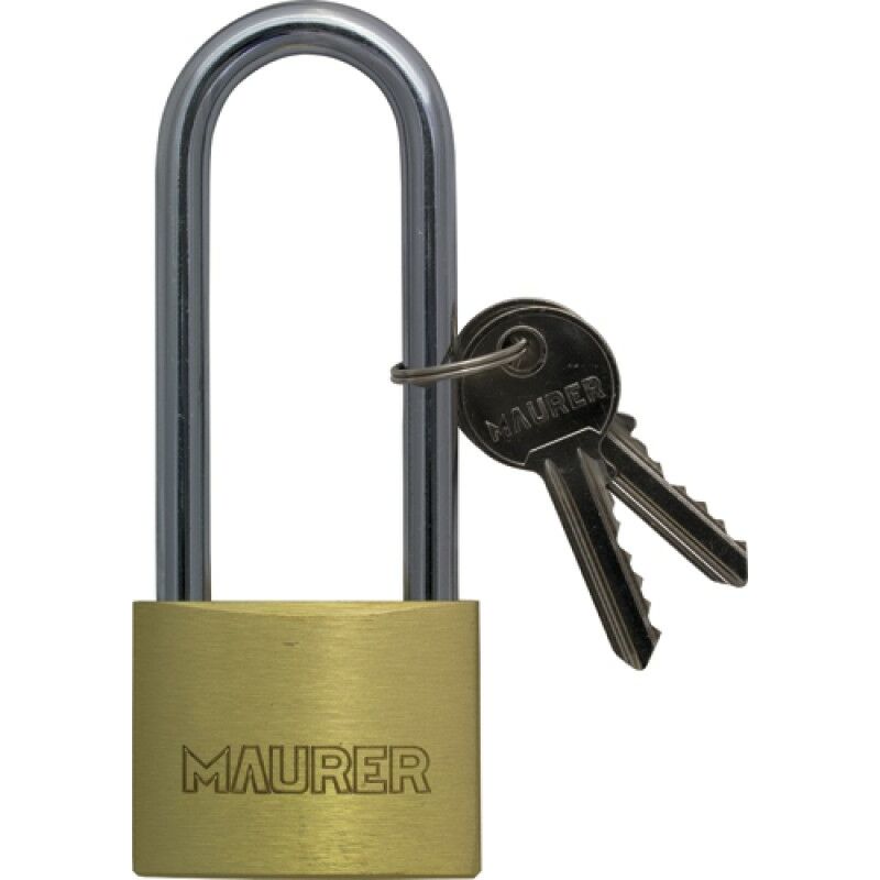 foto del prodotto lucchetto maurer 40 mm arco extra lungo in acciaio temperato