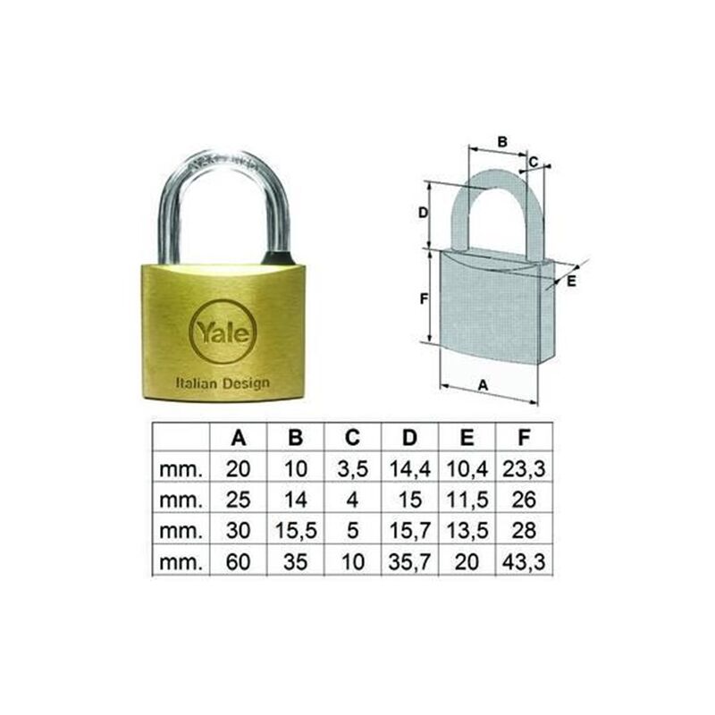 foto del prodotto lucchetto - mm.20 ottone ad arco normale 110 -- fer 199094