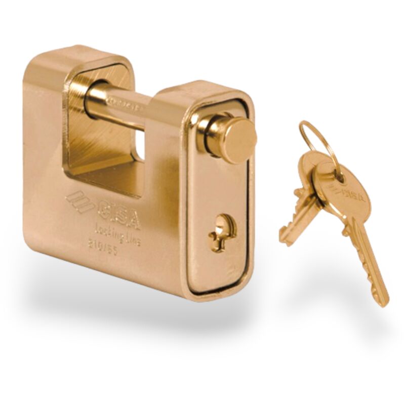 foto del prodotto lucchetto monoblocco anti scasso in ottone rivestito in acciaio cementato nichelato cisa lockingline 21810 80 mm