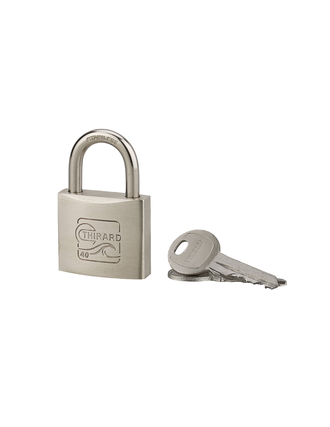 foto del prodotto lucchetto nautico skipper, acciaio inox, marino, arco in acciaio inox, 40 mm, 2 chiavi thirard