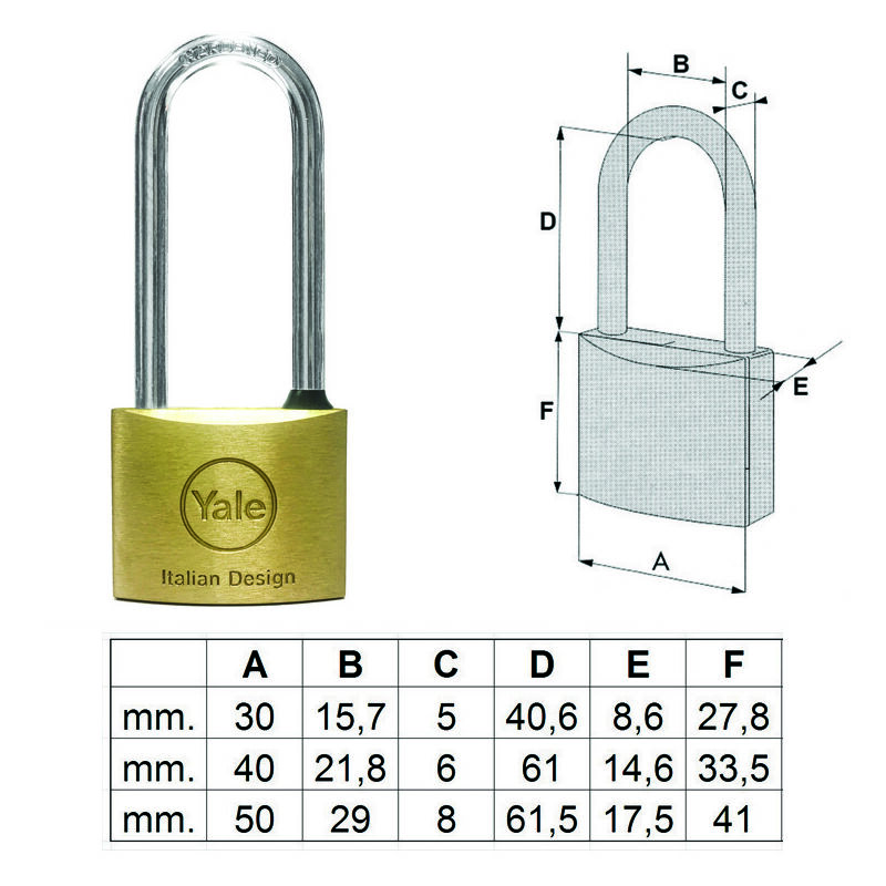 foto del prodotto lucchetto ottone ad arco lungo 113 mm.40 1130040 