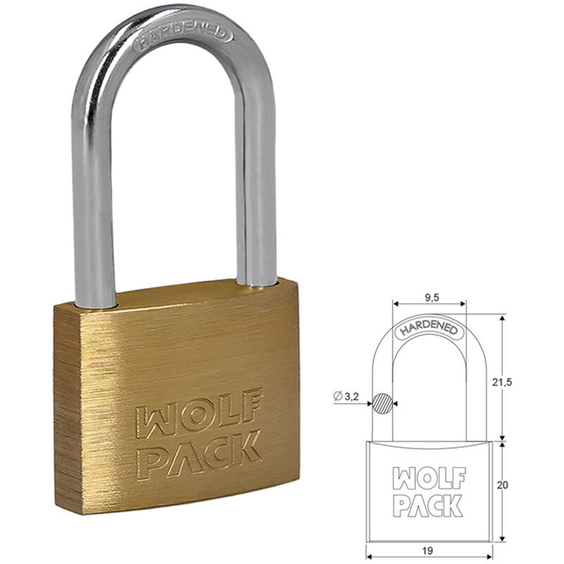 foto del prodotto lucchetto ottone arco lungo 20 mm. più