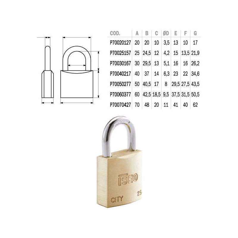 foto del prodotto lucchetto ottone mm 40 ka city iseo
