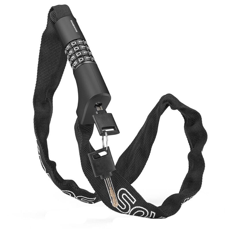 foto del prodotto lucchetto per bicicletta con due lucchetti, combinazione e chiave, 0,95 m nero
