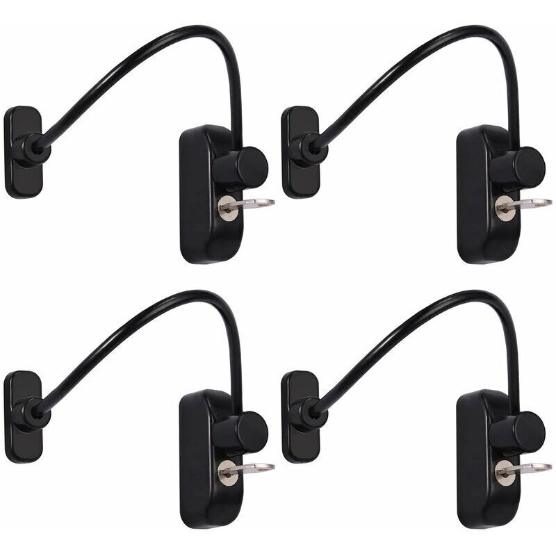 foto del prodotto lucchetto per finestra scorrevole, confezione da 4, lucchetto per porta scorrevole, lucchetto di sicurezza per bambini e neonati, nero con chiave in