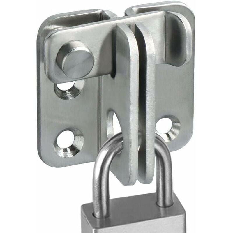 foto del prodotto lucchetto per porta scorrevole, gancio antifurto, finitura in acciaio inox spazzolato