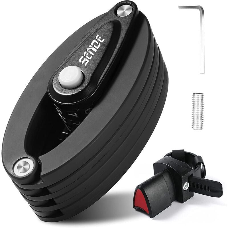 foto del prodotto lucchetto pieghevole per bici, lucchetto per bici con combinazione a 4 cifre, livello di sicurezza 6, lucchetto pieghevole per bici resistente e