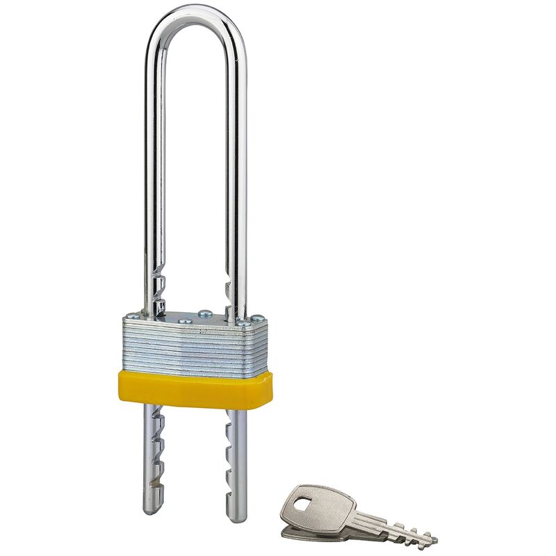 foto del prodotto lucchetto regolabile ad arco lunghezza variabile 40mm, acciaio laminato, 2 chiavi in acciaio thirard