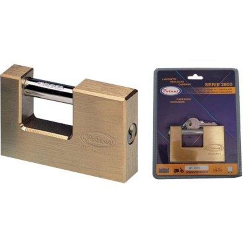 foto del prodotto lucchetto rettangolare 2800b potent ottone satinato chiavi 2 mm 60 1 pezzo
