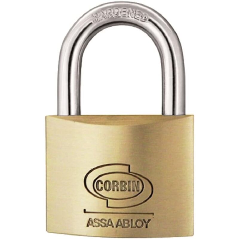 foto del prodotto lucchetto rettangolare con corpo in ottone e arco in acciaio cromato, sicuro e resistente -25 mm