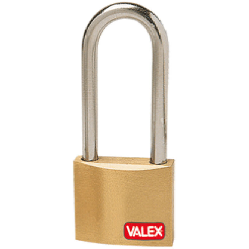 foto del prodotto lucchetto serie pesante ottone ad arco lungo 60mm 3 chiavi valex