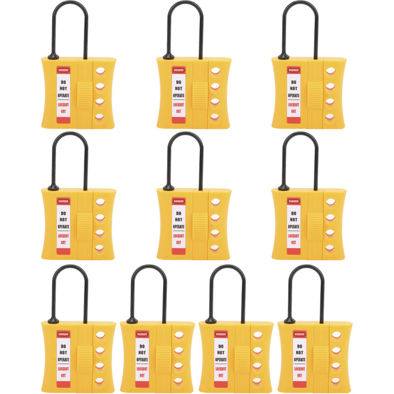 foto del prodotto lucchetto tagout lockout da 10 pezzi da 3 mm durevole lucchetto per isolamento energetico di sicurezza in nylon isolato a 4 fori eosnow
