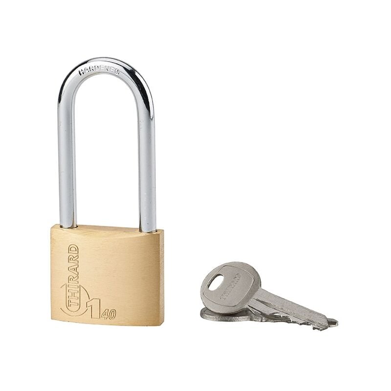 foto del prodotto lucchetto type 1, 40mm arco semialto in acciaio, corpo ottone, 2 chiavi - thirard