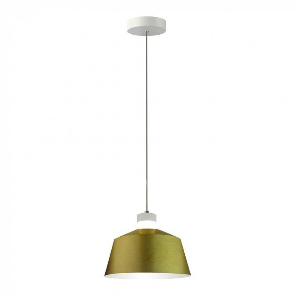 foto del prodotto luce a ciondolo a led 7w acrilico paralume dorato 250 190mm 3000k