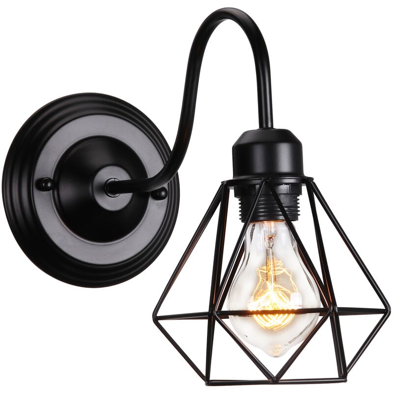 foto del prodotto luce a muro interno design gabbia diamant retr vintage illuminazione e27 per soggiorno camera da letto scale nero 1 pezzi