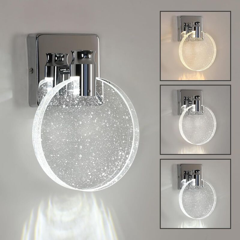foto del prodotto luce a parete a led 3 temperature di cromo scandinavo cromo dimmerabile a led moderno a parete moderna led, lampada a parete a led acrilica per