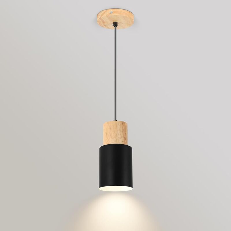 foto del prodotto luce a sospensione vintage, plafoniera industriale e27, lampadario in legno retr regolabile per cucina, soggiorno, camera da letto, ristorante