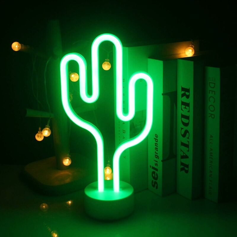 foto del prodotto luce al neon led cactus con base del supporto per bambini pi grandi luce notturna in piedi usb batteria verde pannello luminoso decorativo