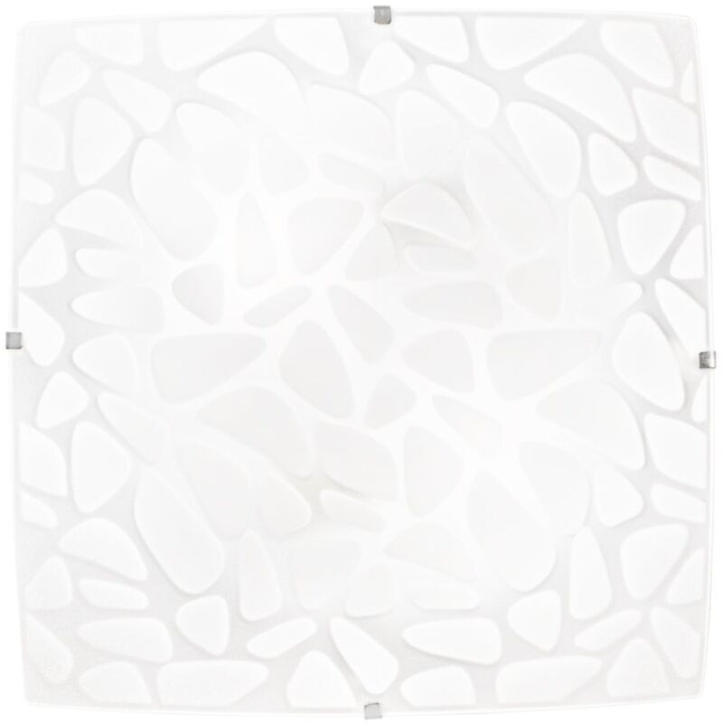 foto del prodotto luce ambiente e design - plafoniera island in vetro con decoro sassi e ganci cromo 30 cm.'